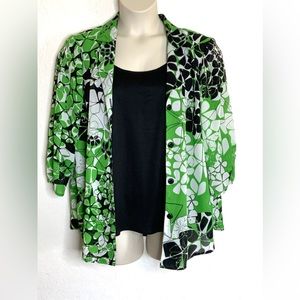 Dressbarn sz 18-20 Green White black Blouse with Attached black Tank